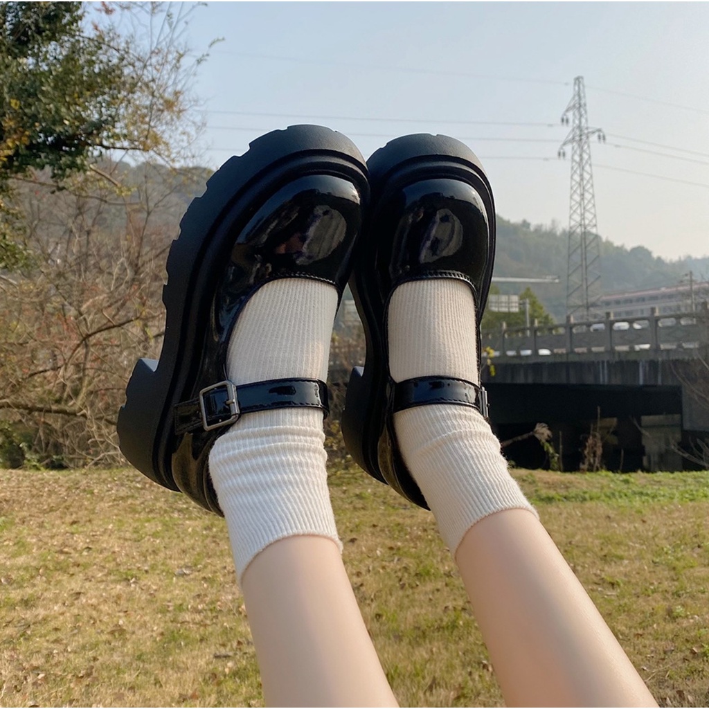 Giày Lolita nữ da bóng, da lì ulzzang phong cách Hàn quốc quai cài đế cao cá tính Luxy Shoes LX21