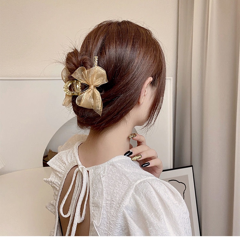 Kẹp Tóc Hình Nơ Đính Đá Phong Cách Hàn Quốc