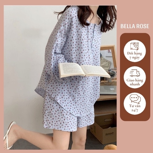 Đồ ngủ nữ cute tay dài cao cấp phong cách tiểu thư Bella Rose LH2