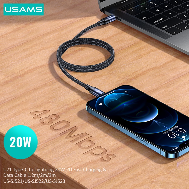Usams Type C — Type C Dây Cáp Sạc Nhanh 100W 5A Cho 1Phone15 Android iPd Máy Tính Bảng
