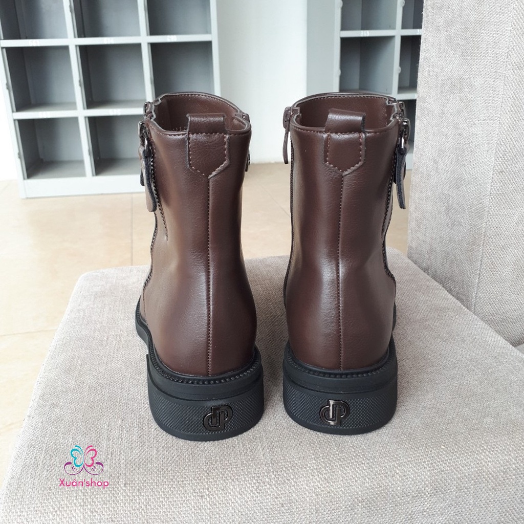 Boot nữ Dusto da mềm mịn, đế cao su chống trượt cao 3.5cm (size 36, 37)