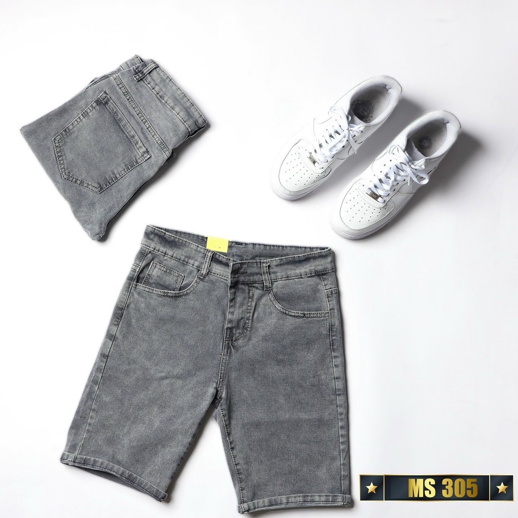Quần short bò nam co giãn chất bò dễ phối đồ OBOKFASHION màu xám trơn cao cấp phong cách hàn quốc QJN305