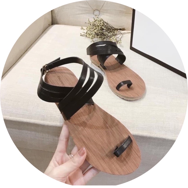 Giày sandal nữ xỏ ngón quai chéo cổ chân chiến binh hottrend CB.XN