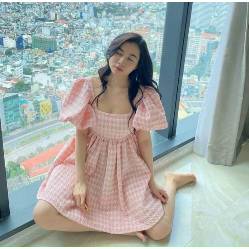 Đầm xốp bbd nơ lưng