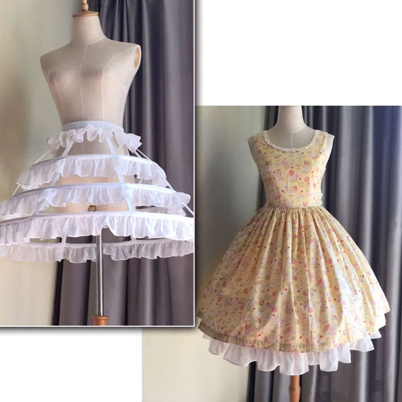 Đầm Hóa Trang Lolita Xương Cá Phối Ren Hoa Sen Và Lồng Chim Dễ Thương Cho Nữ