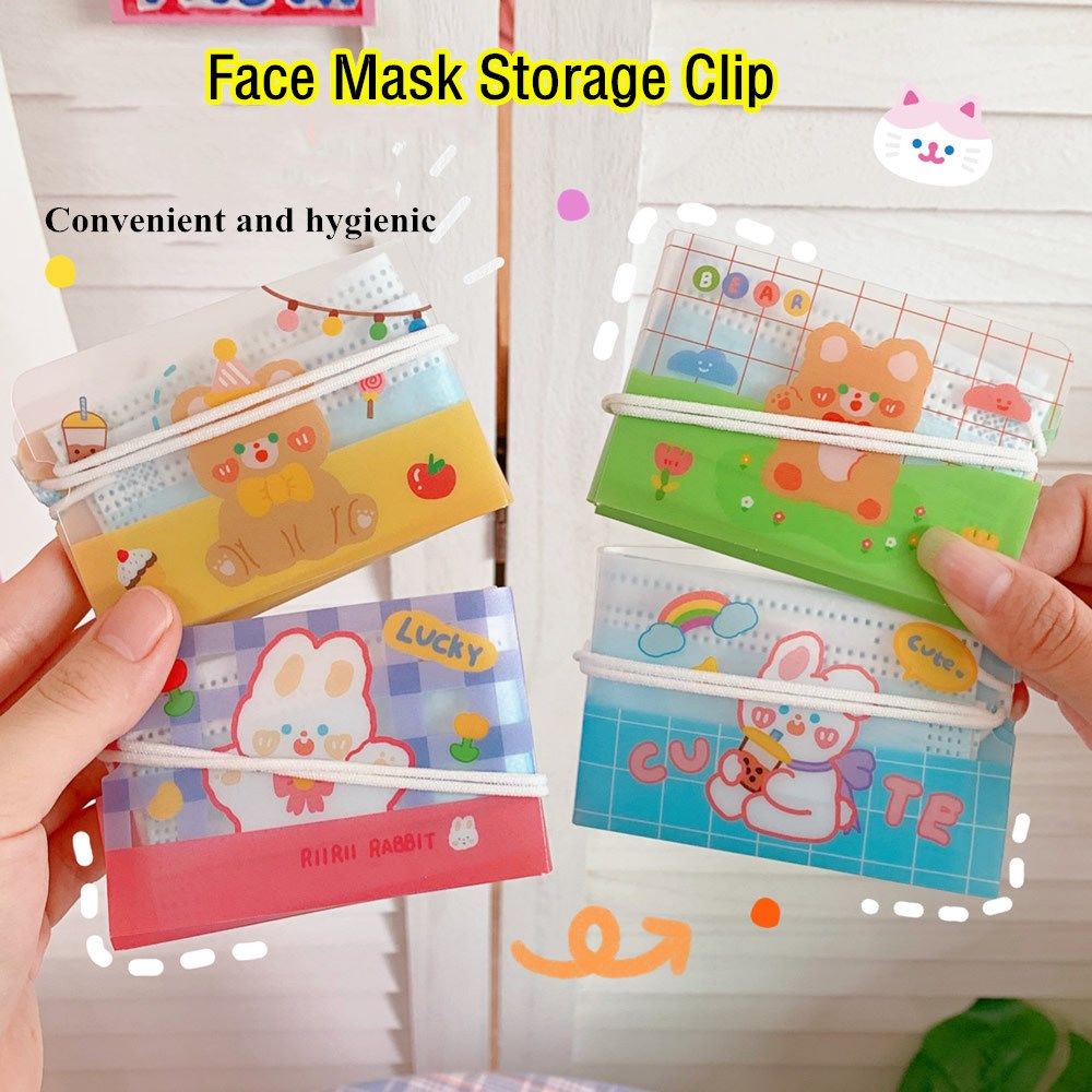 Set 1/5 Hộp Đựng Khẩu Trang Chống Bụi Có Thể Gấp Gọn In Hình Hoạt Hình Mang Đi Du Lịch Tiện Lợi