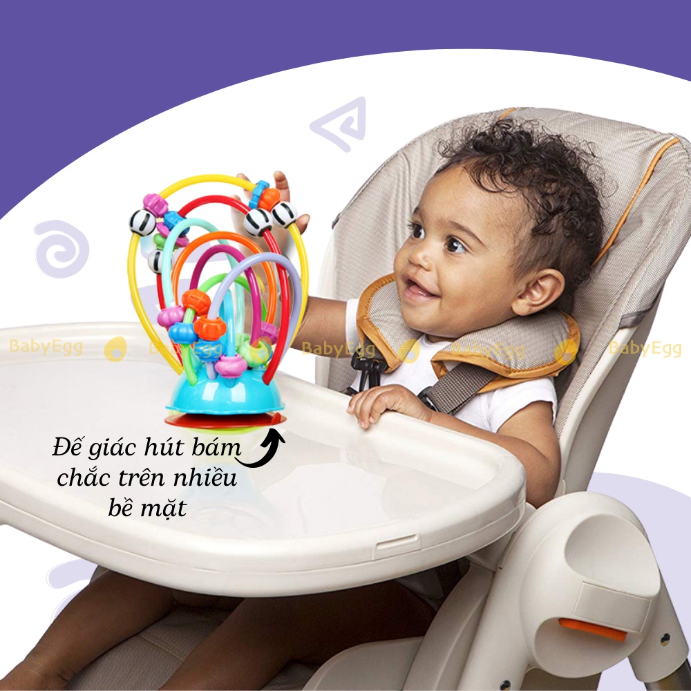 Đồ chơi xâu luồn hạt để bàn cho trẻ sơ sinh có núm hút bàn ăn dặm cho bé luyện tay mắt cho em bé sơ sinh 6m + babyegg
