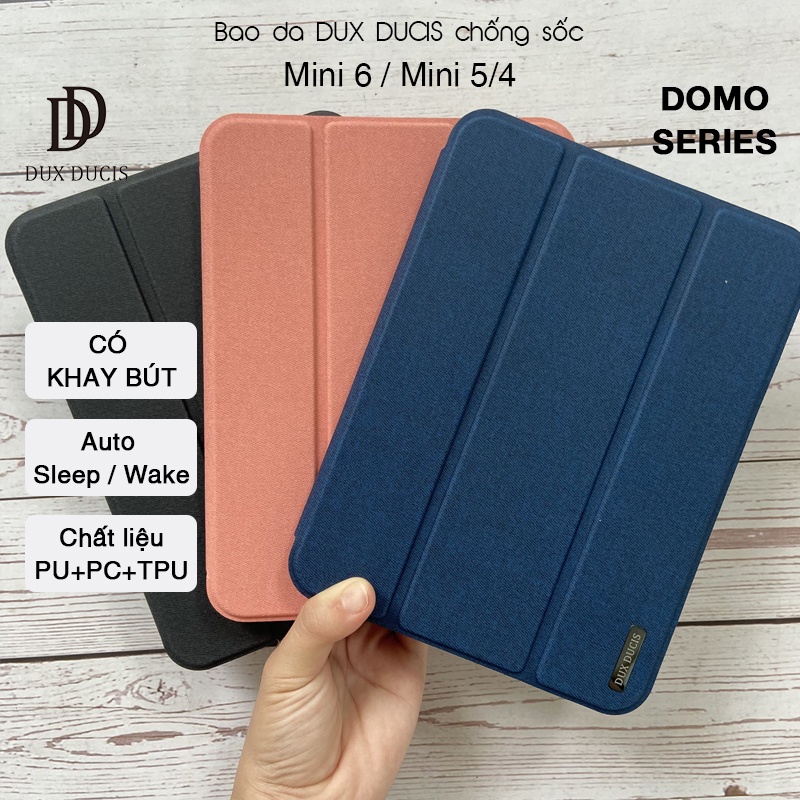 Bao da DUX DUCIS iPad Mini 6 / Mini 5/4  - Mặt lưng TPU mềm, Có ngăn đựng bút - Hồng