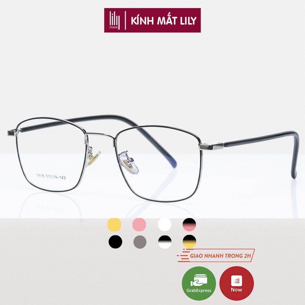 Gọng kính cận nam nữ Lilyeyewear kim loại, mắt vuông, nhiều màu - Y8818