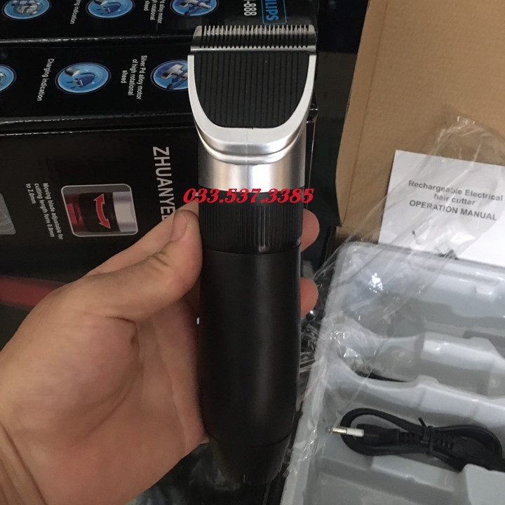 Máy tông đơ, tông đơ pin trâu PH 888 lưỡi thép không gỉ công suất 3W