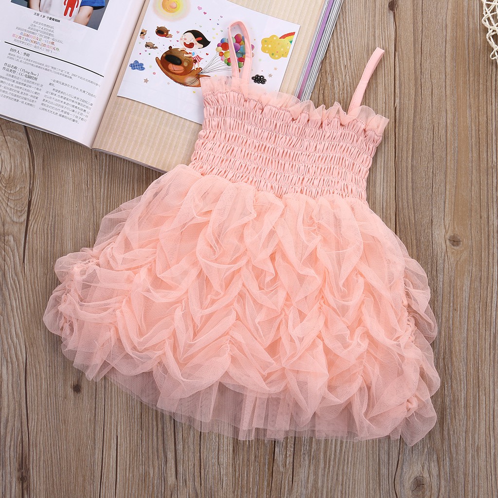 KSK-Cute Toddler Girls Kids Princess Summer Ruffle Bubble Party Tutu Dress Size