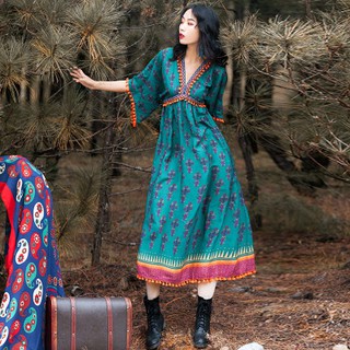 Váy Du Lịch Phong Cách Boho Vintage ( V35 )