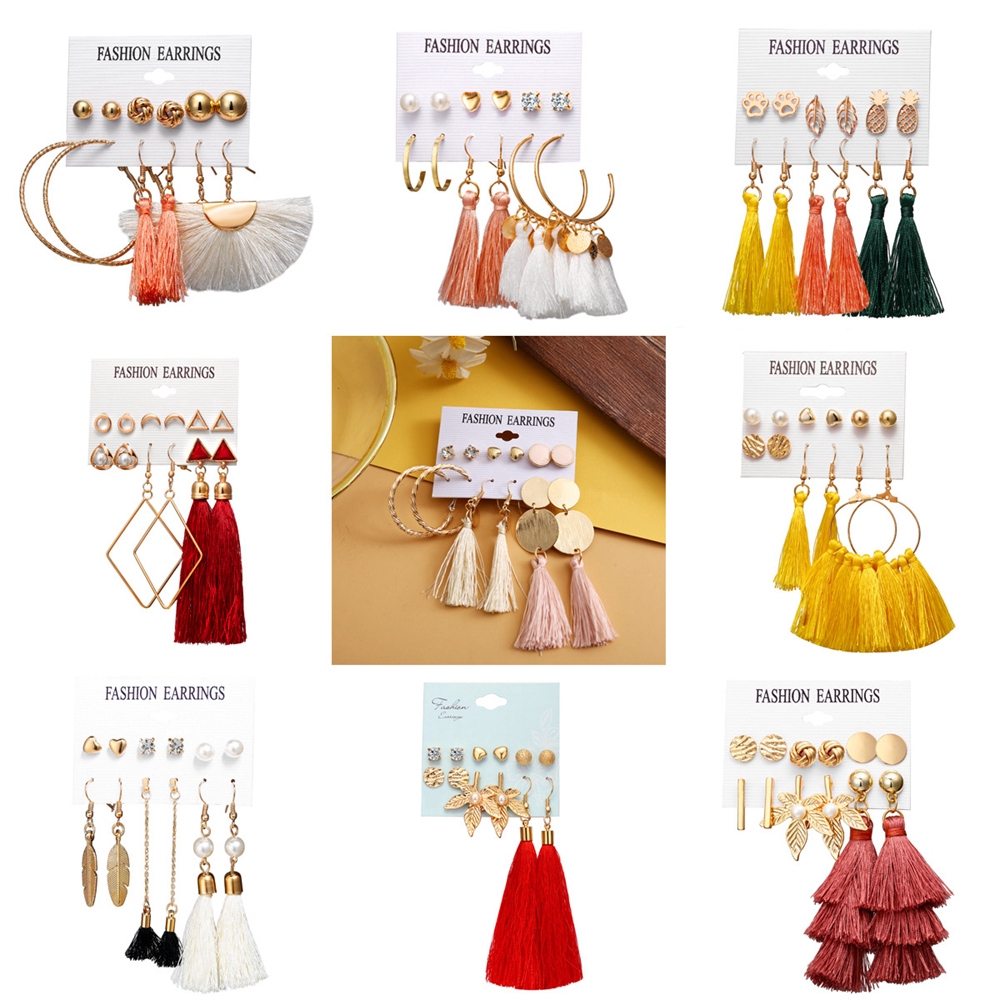 Set 6 đôi khuyên tai phong cách Bohemian cổ điển dành cho nữ