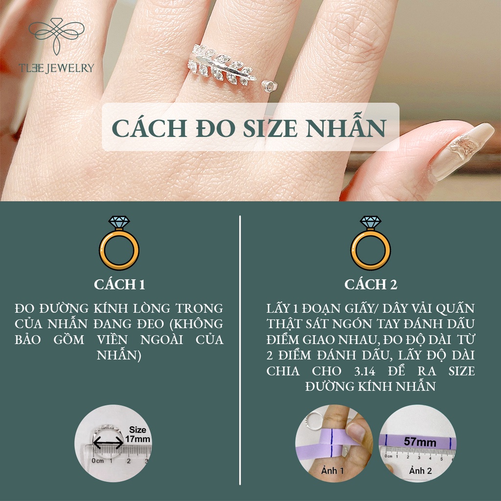 Nhẫn bạc nữ TLEE lá oliu nạm đá sang trọng NCJ A0155