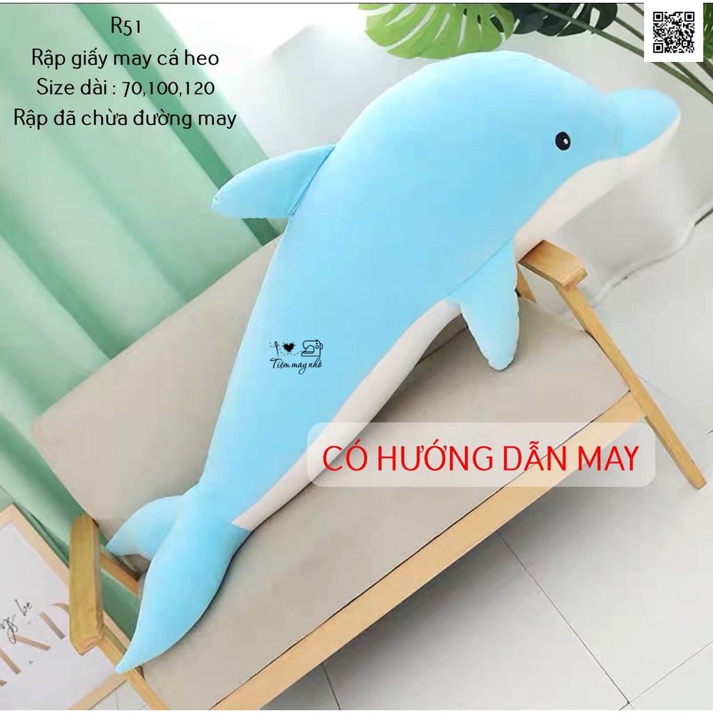 R51_Rập giấy may gối ôm cá heo