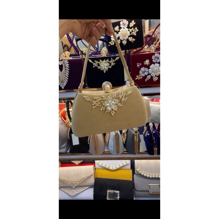 Clutch túi xách nữ đi tiệc nhung đá cao cấp