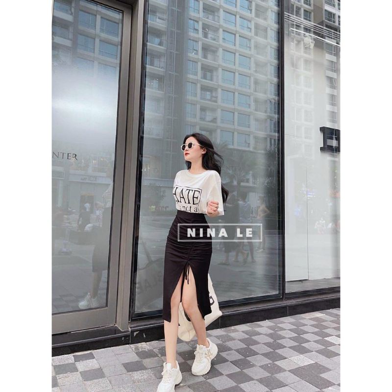 Set áo thun hate + chân váy xẻ rút Bigsize | BigBuy360 - bigbuy360.vn
