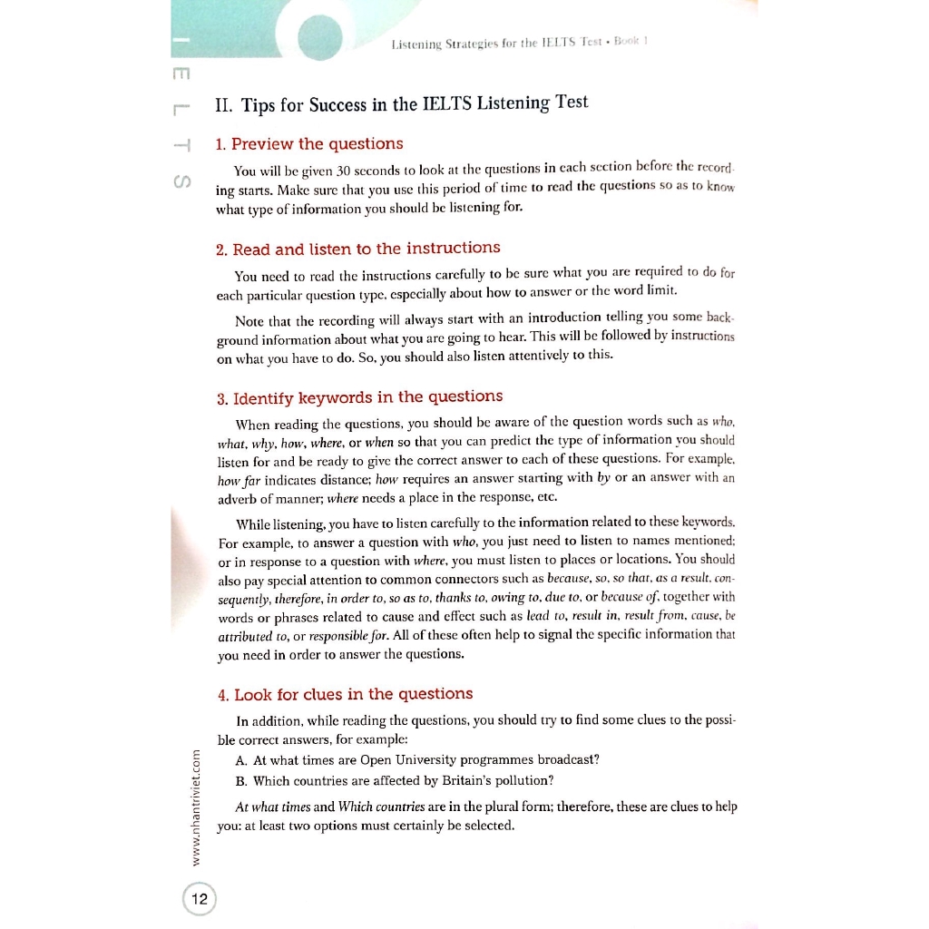 Sách - Listening Strategies For The IELTS Test - Book 1