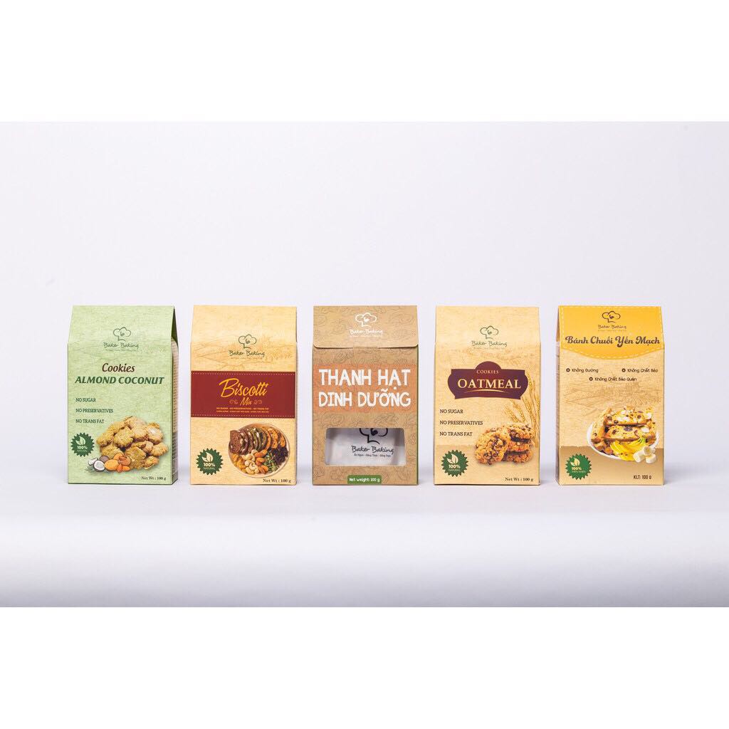 {Baker Baking] Combo bánh dinh dưỡng ăn vặt ít calo 100gr/hộp