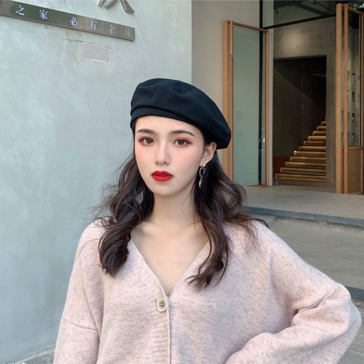 Nón Beret Korea Style Retro Màu Trơn Mũ Nồi P1771