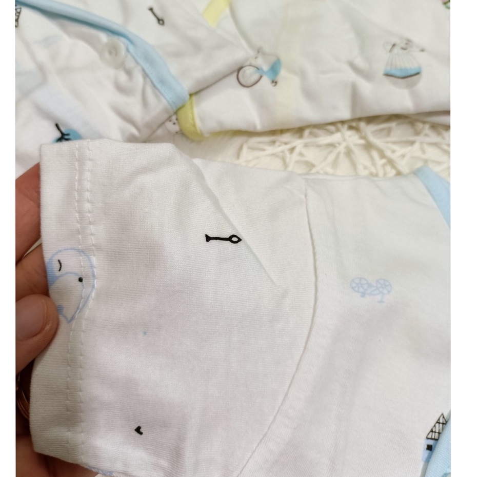 Áo sơ sinh cotton ngắn tay Loại đẹp khuy vẹo cho bé sơ sinh