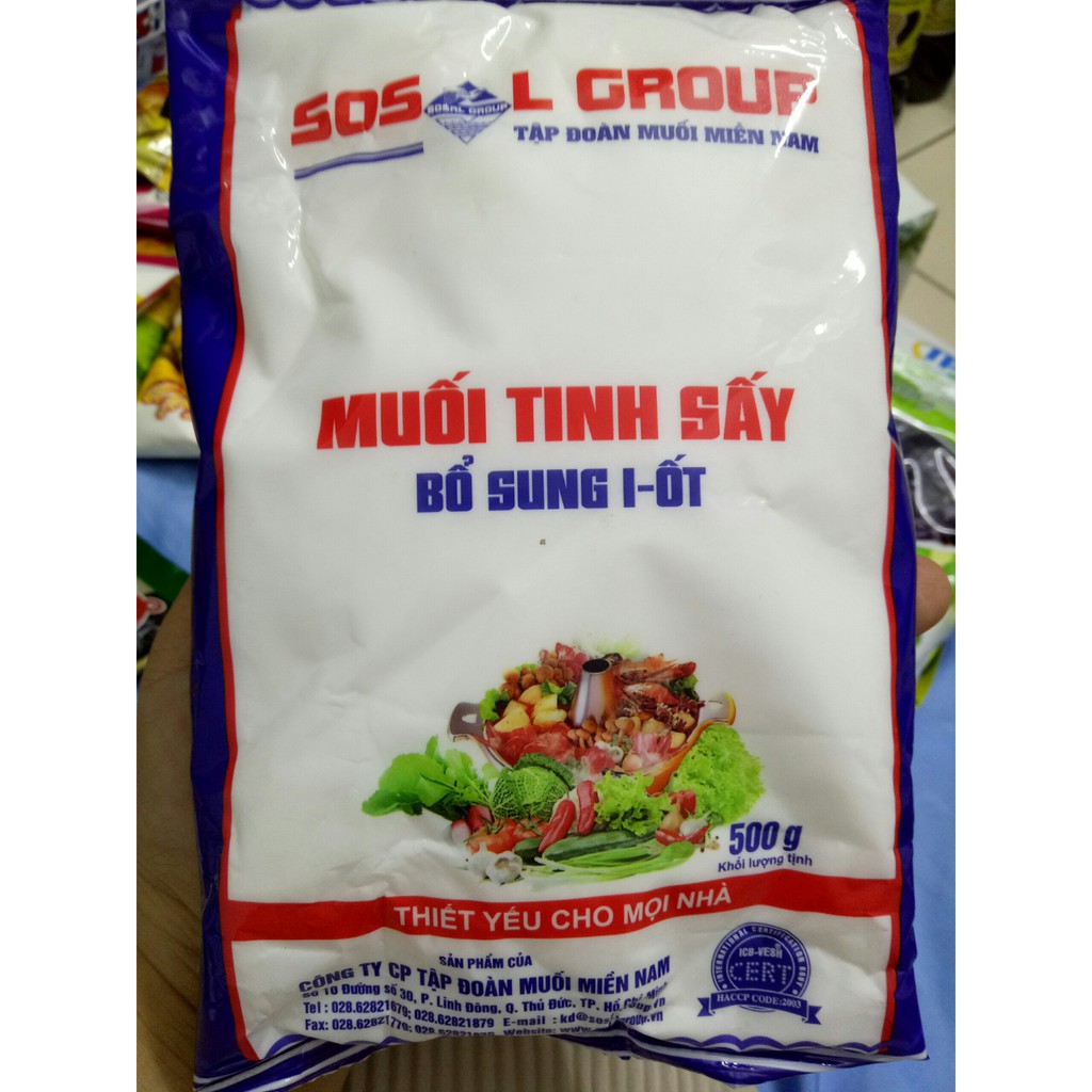 Muối I-ốt tinh sấy, gói 500g