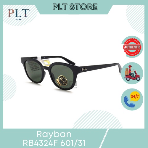 Kính mát Rayban RB4324F 601/31 (50-21-150) mắt đen, viền nhựa đen Full Box