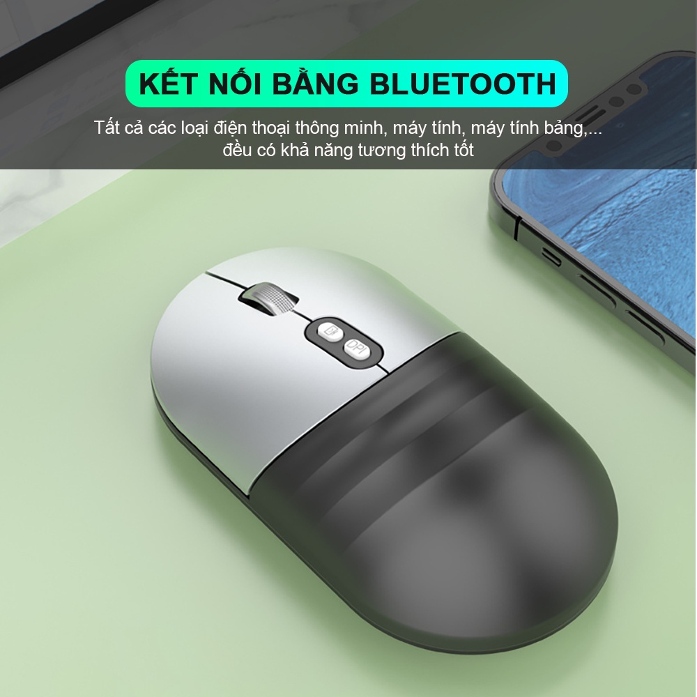 Chuột không dây Bluetooth pin sạc SIDOTECH A30 tắt âm silent công thái học nhỏ gọn nhiều màu sắc dành cho dân văn phòng