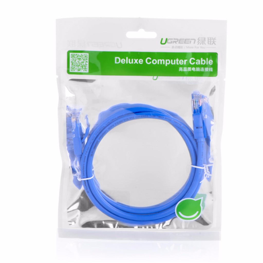 Dây mạng bấm sẵn 2 đầu Cat6 UTP Patch Cords UGREEN NW102 (xanh da trời)