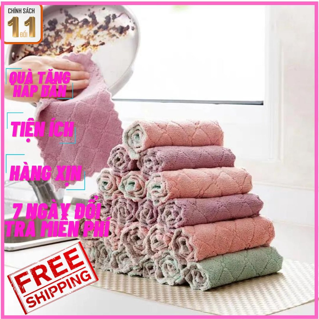 Combo khăn lau đa năng 2 mặt siêu thấm nước, lau tay, khăn lau kính, khăn lau giá rẻ - Hàng loại tốt xài bền