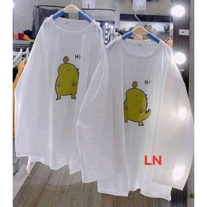 Áo thun tay xuông Khủng long Hi siêu cute phô mai que