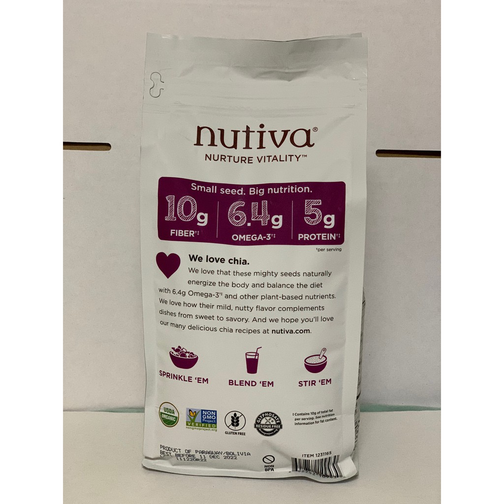 Hạt Chia Nutiva Organic Chia Seed Black 1.36kg - Mỹ