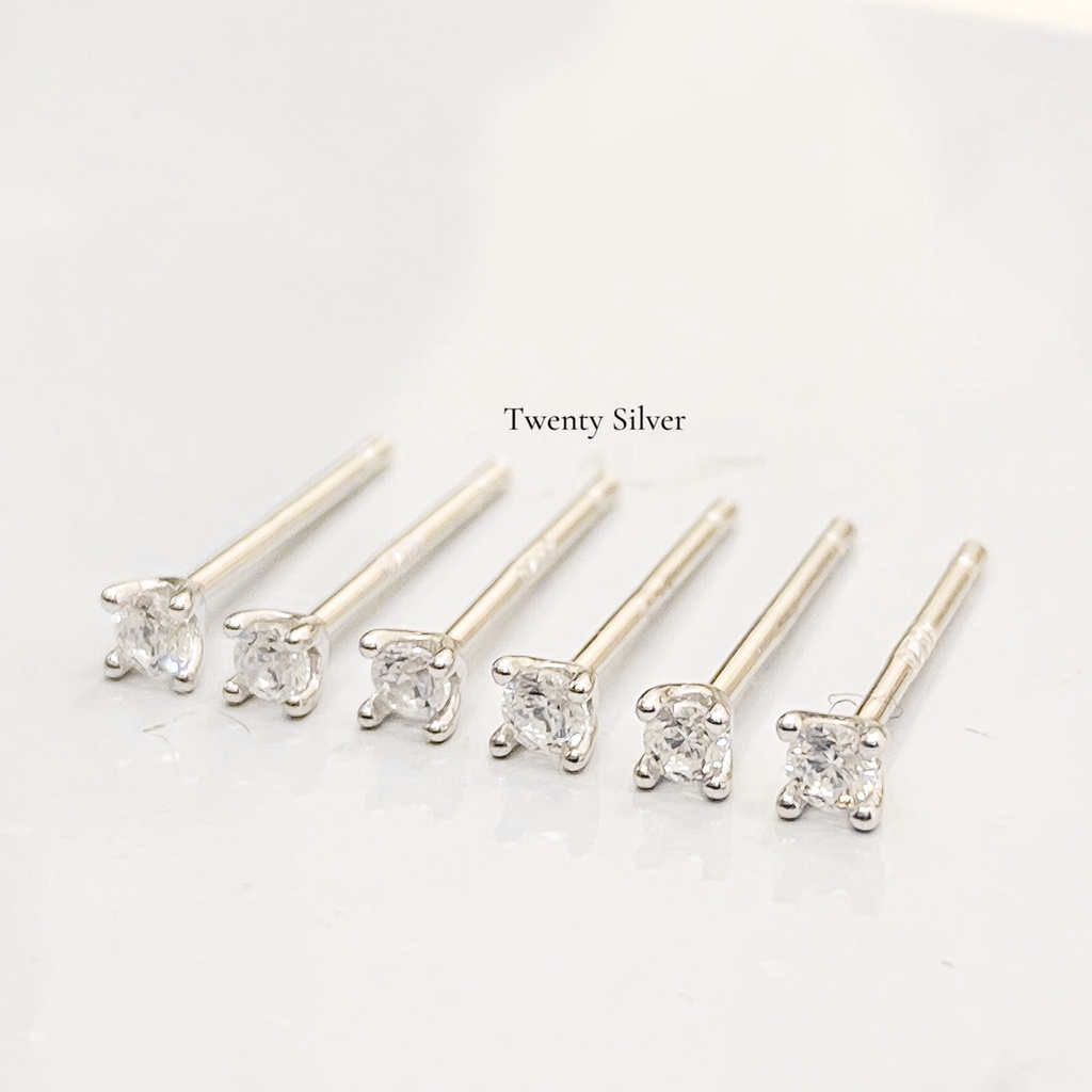 Khuyên Tai Bạc Nụ Tiny Đính Đá BTARG6113. Bông Tai Trang Sức Bạc 20Silver
