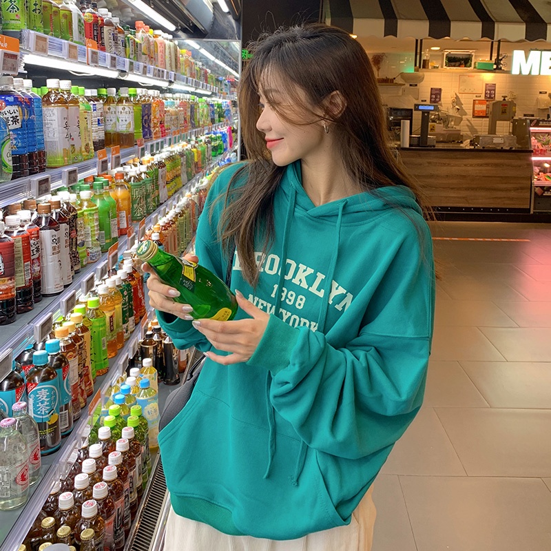 SUXI Áo Hoodies Nữ In Chữ Thời Trang Hàn Quốc Xinh Xắn