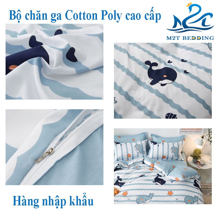 Bộ chăn ga gối Cotton poly M2T Bedding đáng yêu chăn ga Hàn Quốc miễn phí bo chun drap ga giường