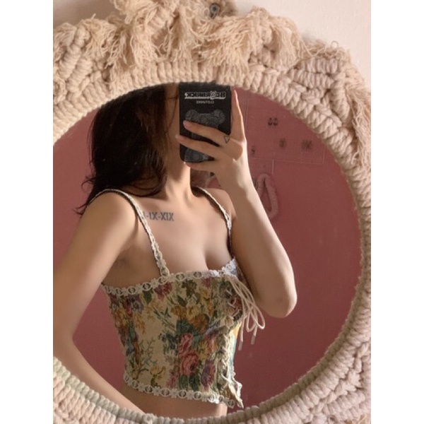 [SẴN] ❤️ Áo hai dây corset phong cách cổ điển Pháp giống quyến rũ thắt eo vạt chữ V ❤️ - CRABE A43 | BigBuy360 - bigbuy360.vn