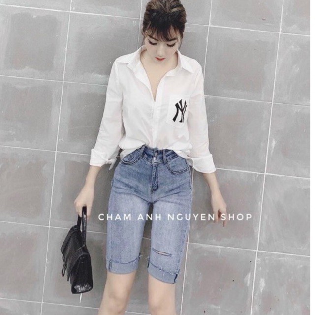 Quần jeans ngố co giản