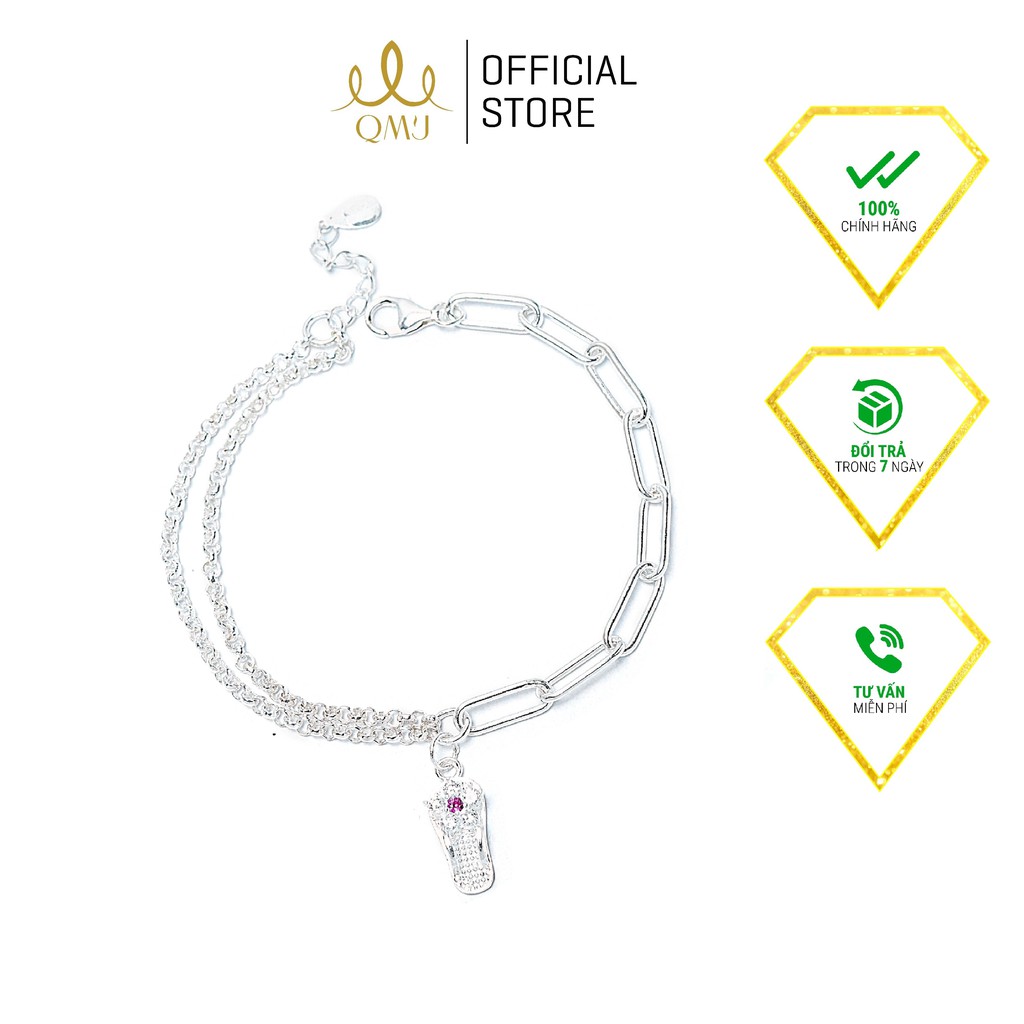 Lắc tay bạc QMJ Uyên ương mix charm dép xinh xắn Q216