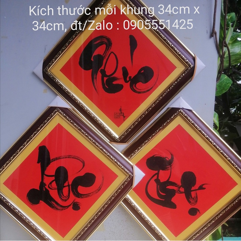 Bộ tranh PHÚC LỘC THỌ. Quà tặng Thư pháp mừng tân gia,khai trương. Quà tặng ông bà, cha mẹ,đối tác,bạn bè, quà biếu tết.