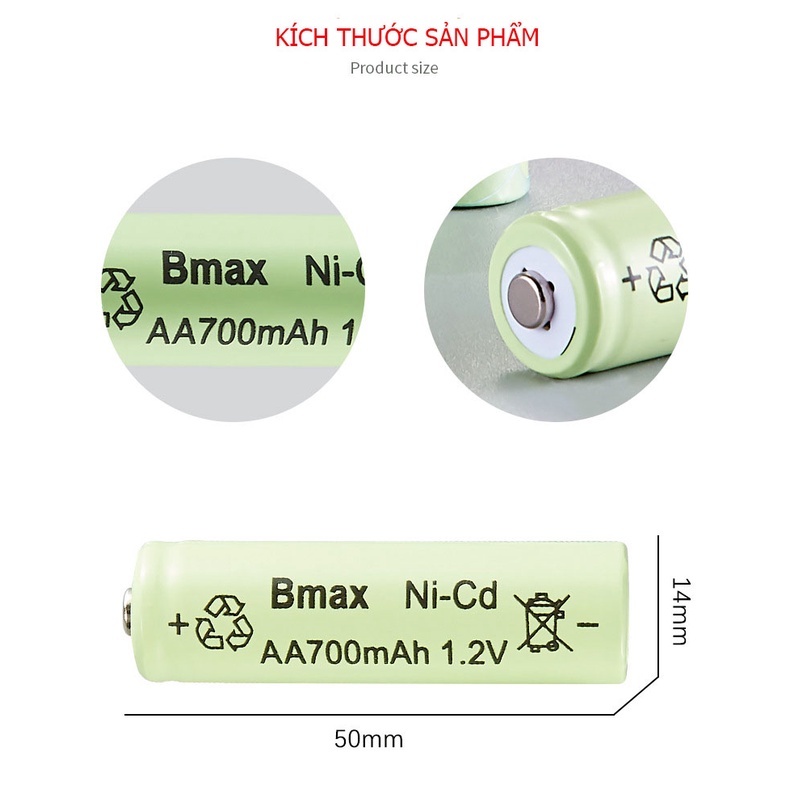 Pin tiểu AA sạc lại Ni-Cd 700mAh dành cho đồ chơi, đồng hồ, phụ kiện