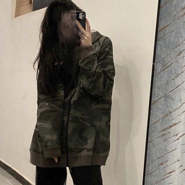 ZHELIHANGFEI Áo Thun Tay Dài Form Rộng Họa Tiết Rằn Ri Theo Phong Cách Retro Mỹ Dễ Phối Đồ