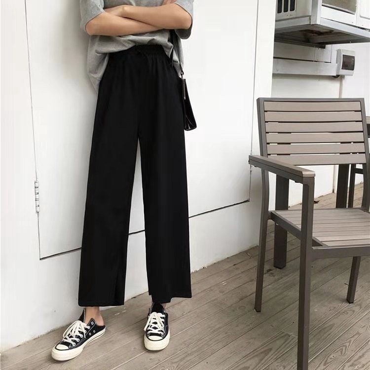 Korean style high-waisted female wide-leg pants