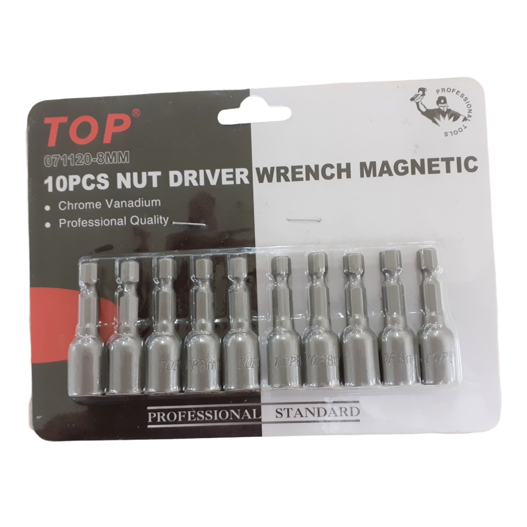 [HCM] Đầu bắn tôn 8mm TOP tiêu chuẩn Germany, có nam châm, gồm 10 đầu bắn tôn