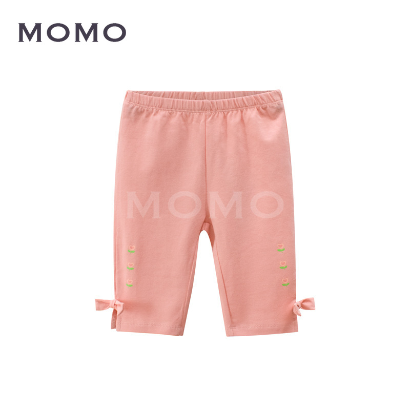 Quần Short Cotton Màu Trơn Đính Hoa Xinh Xắn Cho Bé Gái 2-9 Tuổi