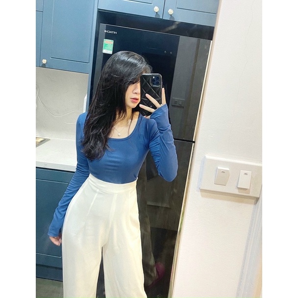 Áo len tăm dài tay vạt bầu basic | BigBuy360 - bigbuy360.vn