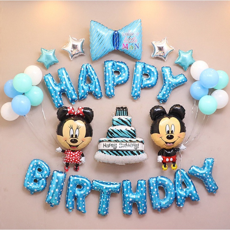 [Mừng sinh thần bé] Set bóng happy birthday kèm bơm