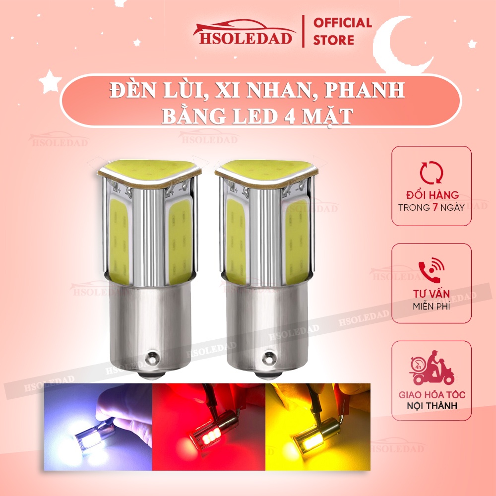 Đèn LED đui 1156( BA15S, P21W ), 1157 S25 12V COB 4 mặt cho đèn hậu, đèn phanh, đèn lùi, đèn xi nhan ô tô xe máy