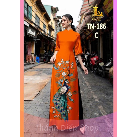 🌼Vải lụa áo dài 3D chim công chân đồng phục Sep( đặt trước 4 ngày).