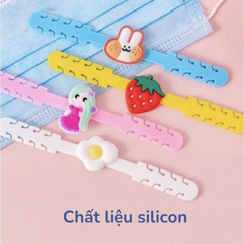 Quai đeo gắn khẩu trang y tế chống đau tai chất liệu silicon nhiều mẫu hoạt hình cute