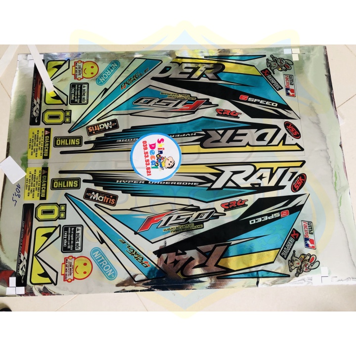 ( Quí khách vui lòng mang ra tiệm cho thợ dán ) Tem raider fi chất liệu crom